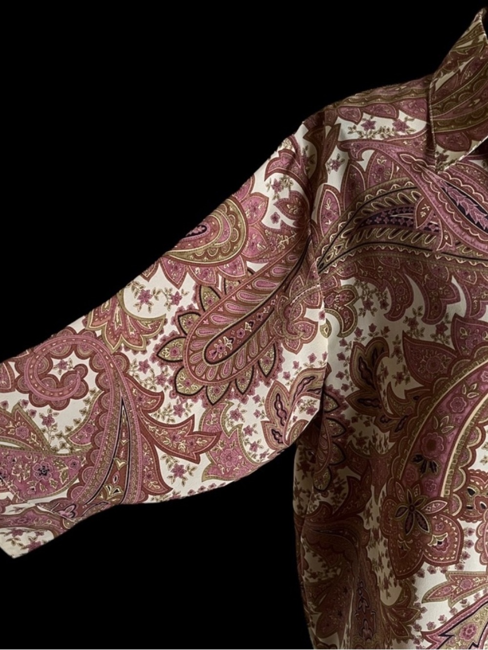 BonWorth Paisley Blouse Button‑Front 3/4 Sleeves Pink & Cream XL - Picture 8 of 16